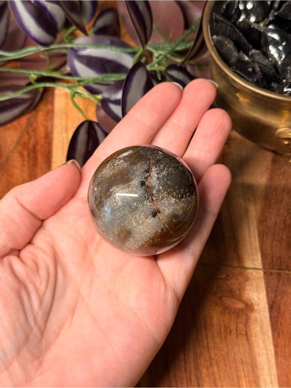 Starry sky agate sphere - Picture 6 of 7